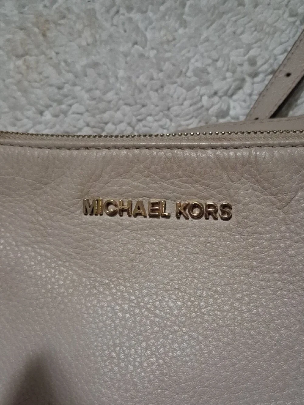 Michael Kors Beige Pebbled Leather Crossbody with Gold Hardware